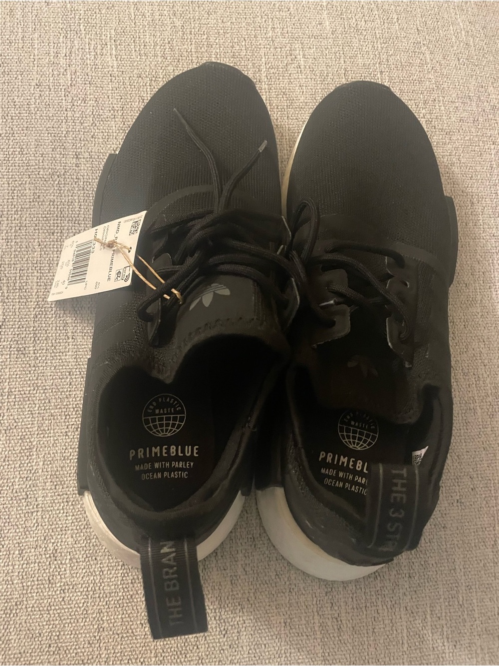 adidas Black Knit Primeblue Lace-Up Sneakers with White Soles